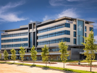 Updated photograph of the completed exterior of the brand new Methodist Midlothian hospital